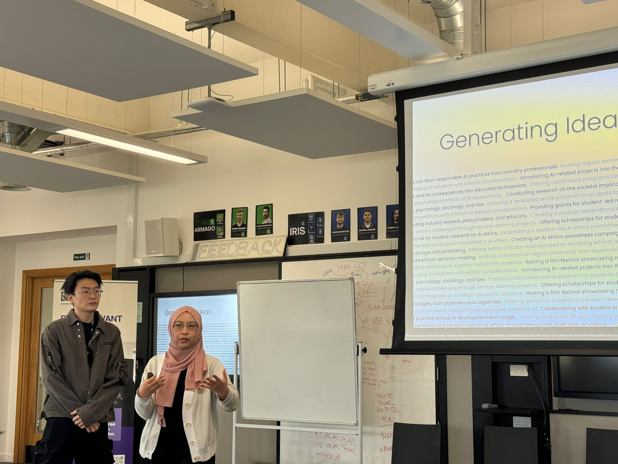 Amira presenting her designs